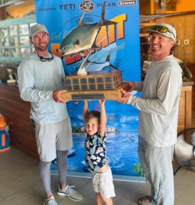 Mike Ward and Capt Brandon Cyr with the Del Brown Perpetual Trophy